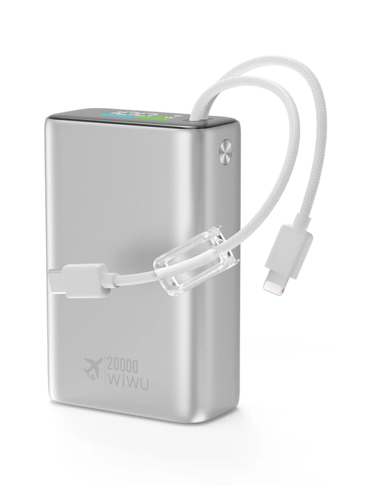 WIWU Power Plus Wi-P092 Power Bank 20000 mAh 45W ichki kabel bilan