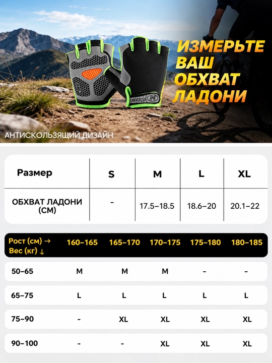 Перчатки спортивные, без пальцев, для велосипеда, для тренировок, с глеевой вставкой