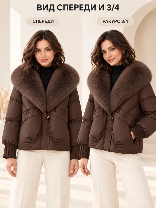 Теплая женская куртка с меховым воротником M–XXL, 12 цветов