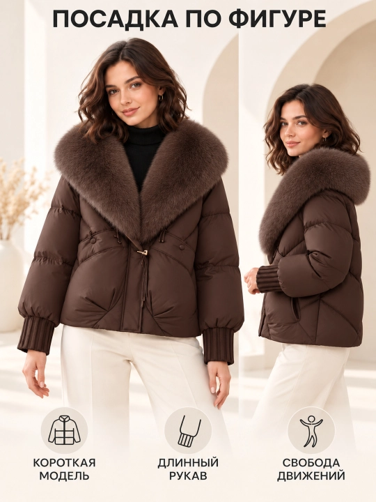 Теплая женская куртка с меховым воротником M–XXL, 12 цветов