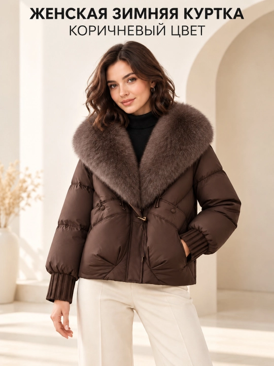 Теплая женская куртка с меховым воротником M–XXL, 12 цветов