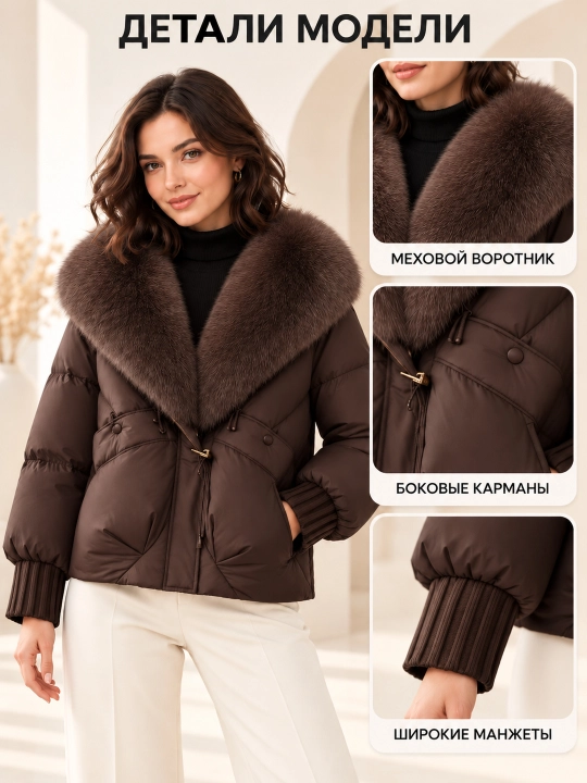 Теплая женская куртка с меховым воротником M–XXL, 12 цветов
