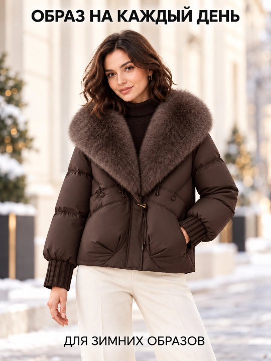 Теплая женская куртка с меховым воротником M–XXL, 12 цветов