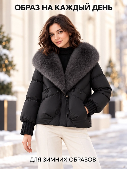 Теплая женская куртка с меховым воротником M–XXL, 12 цветов
