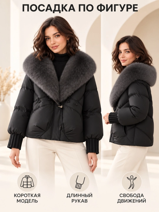 Теплая женская куртка с меховым воротником M–XXL, 12 цветов