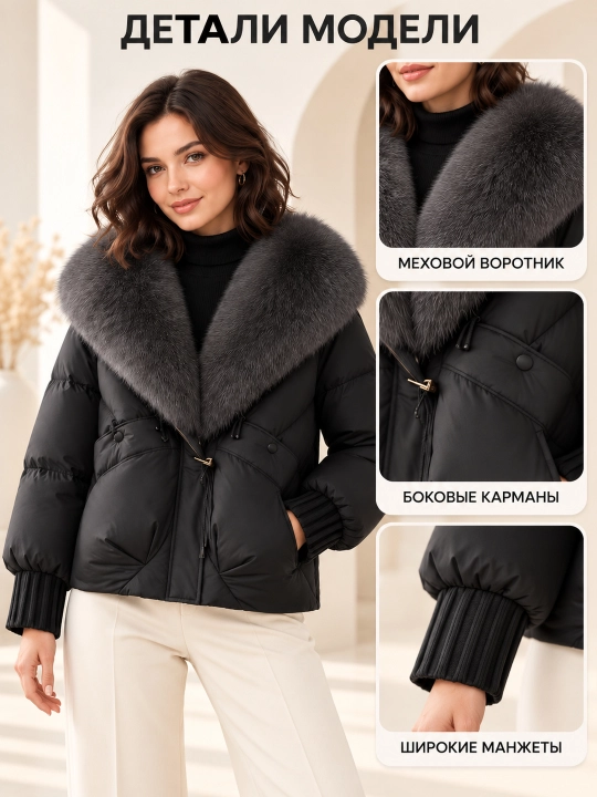 Теплая женская куртка с меховым воротником M–XXL, 12 цветов
