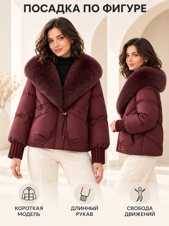 Теплая женская куртка с меховым воротником M–XXL, 12 цветов