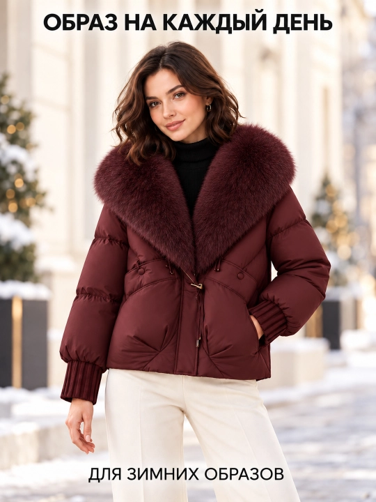 Теплая женская куртка с меховым воротником M–XXL, 12 цветов