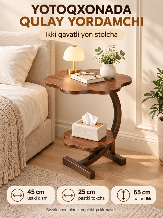 Jurnal stoli, dekorativ stol, yonma-yon qo‘yiladigan stol, mustahkam stol