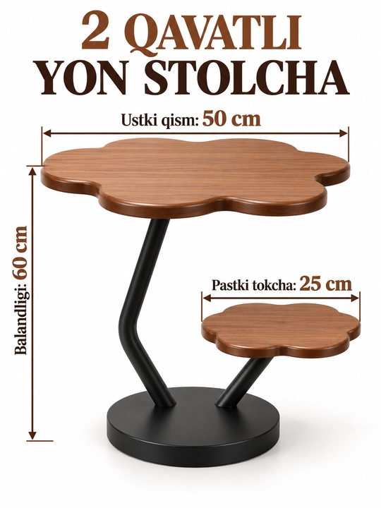 Jurnal stoli, dekorativ stol, yonma-yon qo‘yiladigan stol, mustahkam stol