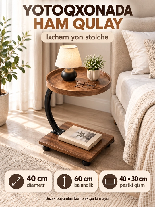 Jurnal stoli, dekorativ stol, yonma-yon qo‘yiladigan stol, mustahkam stol