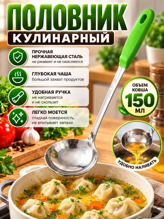 Sho‘rva tayyorlash uchun zanglamaydigan po‘latdan yasalgan metall va yog'och cho‘mich - 