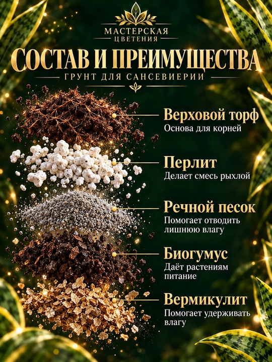 Sanseviyera uchun tayyor professional tuproq