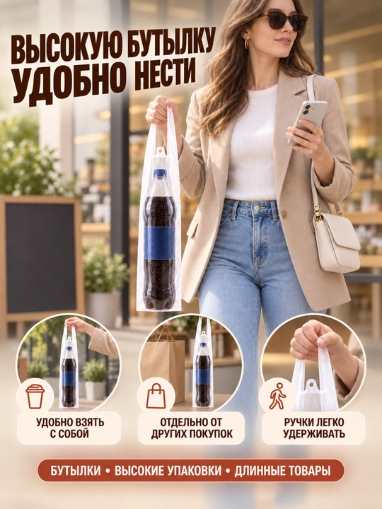 Mayka paketlar, dastali, stakan va butilkalar uchun, 50 dona
