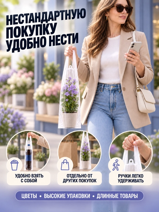 Mayka paketlar, dastali, stakan va butilkalar uchun, 50 dona
