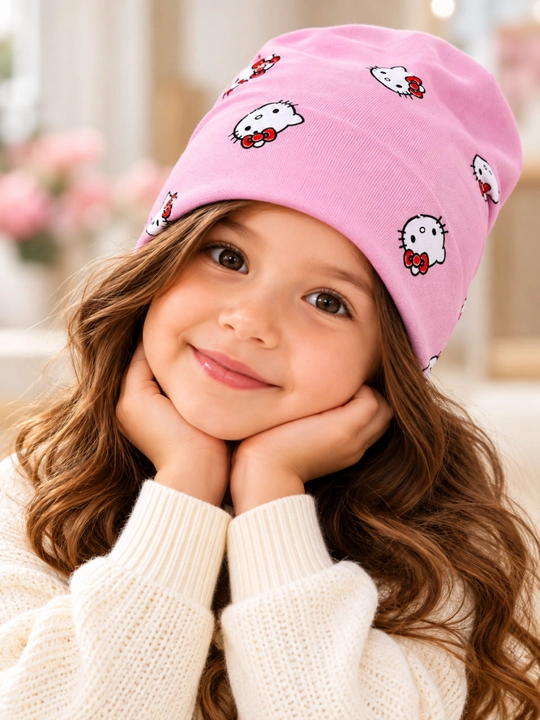 Шапка для девочки, детская шапка, шапка для девочек, Hello Kitty шапка
