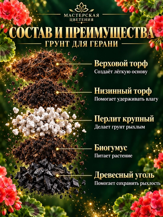 Готовый профессиональный грунт для герани