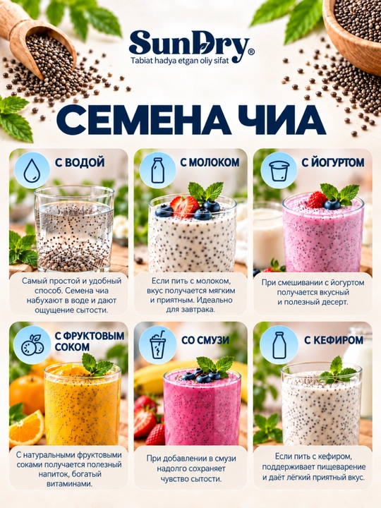 Семена Чиа SunDry 500 г, 300 г, 100 г