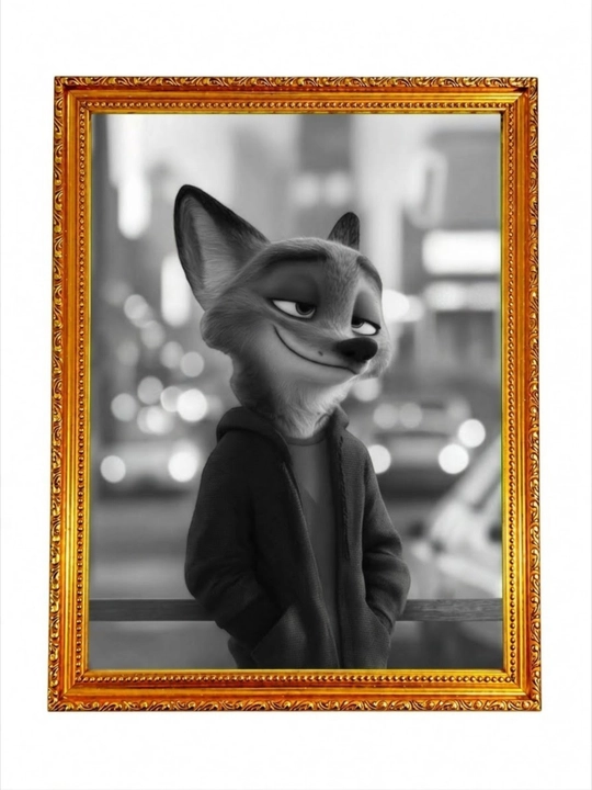 Ramkali dekorativ rasm "Nik Uayld / Zootopia", interyer uchun sovg'a devor rasmi, 40x30 sm