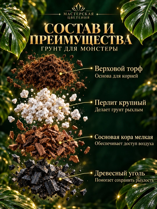 Специально разработанный субстрат для монстер и других ароидных растений
