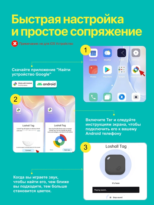 Smart GPS Tag – умный Bluetooth-трекер, для поиска вещей Android Find Hub