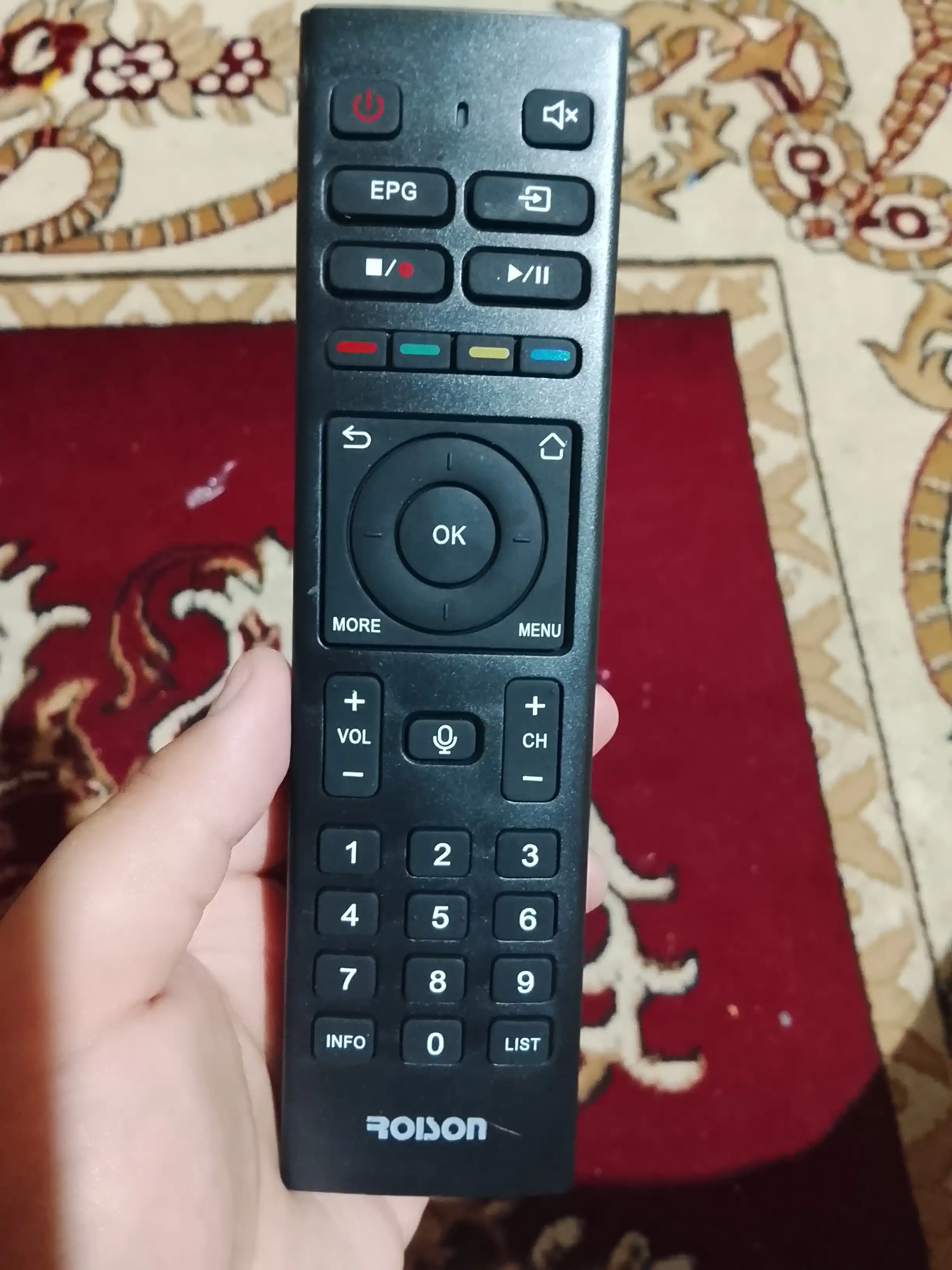 ROISON televizor pulti, masofadan boshqarish, ovoz va kanal tugmalari bilan