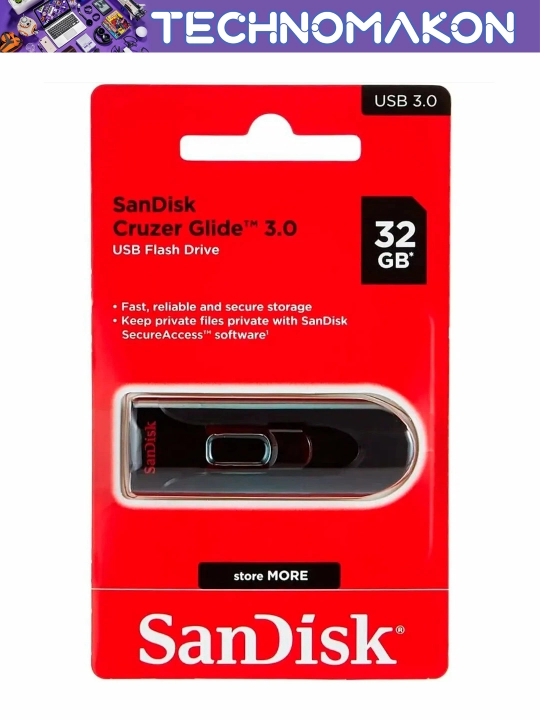 Флешка Sandisk Cruzer Glide 3.0 (ORG) 16/32/64/128/256 GB, 100 Mb/s, Usb флеш накопитель