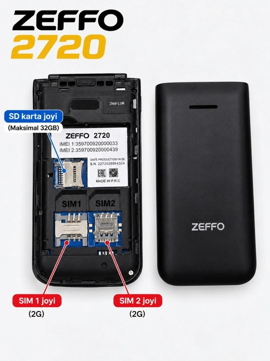 Zeffo 2720 Flip. Аккумулятор 1400 мАч Раскладной телефон Гарантия на обслуживание один год