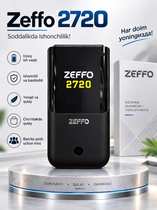 Zeffo 2720 Flip. Аккумулятор 1400 мАч Раскладной телефон Гарантия на обслуживание один год