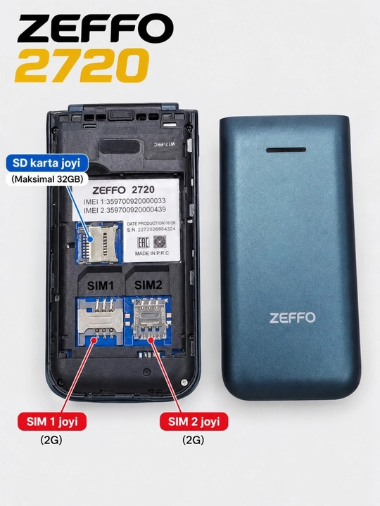 Zeffo 2720 Flip. Аккумулятор 1400 мАч Раскладной телефон Гарантия на обслуживание один год