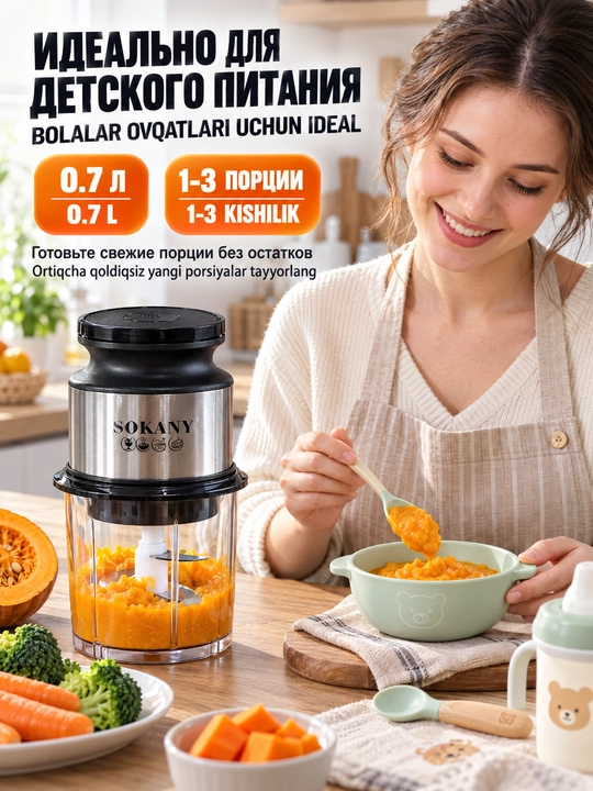 SOKANY SK-06061 elektr maydalagich, 300 Vt, shisha idish 0,7 l