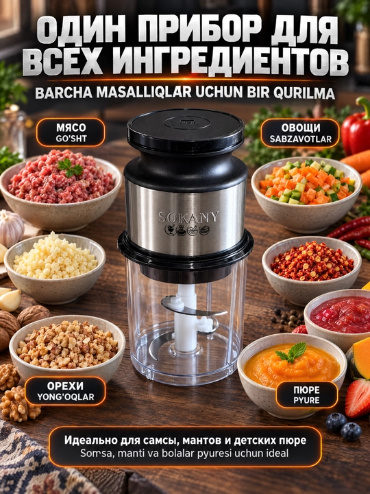 SOKANY SK-06061 elektr maydalagich, 300 Vt, shisha idish 0,7 l
