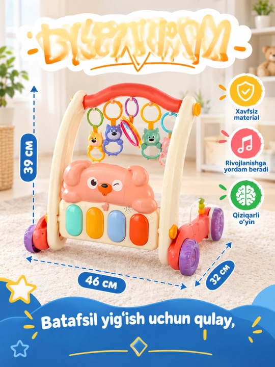 0 yoshdan katta bolalar uchun musiqiy rivojlantiruvchi gilamcha