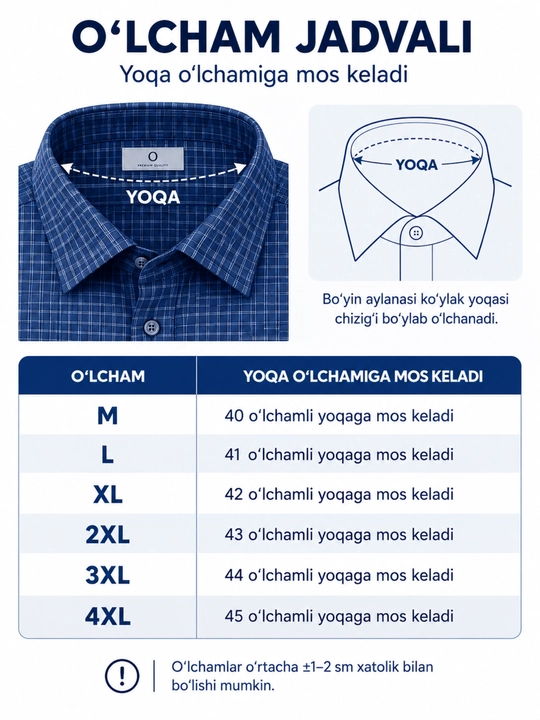 Klassik ko‘ylak, kalta yengli, erkaklar uchun, cho‘ntakli, erkin bichimli, yoz-kuz