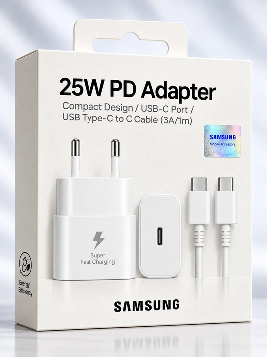 Samsung 25W Energy efficiency tezkor zaryadlovchi to‘plami, USB Type-C adapter