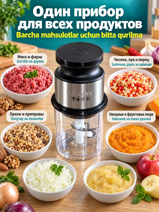 Chopper Sokany SK-06061, 300 Vt, shisha idish 0,7 l