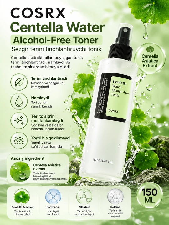 Yuz uchun toner, Anua, Axis-Y, Numbuzin, Centella, Medicube, Cosrx, SOMEBYMI, The ordinary - 
