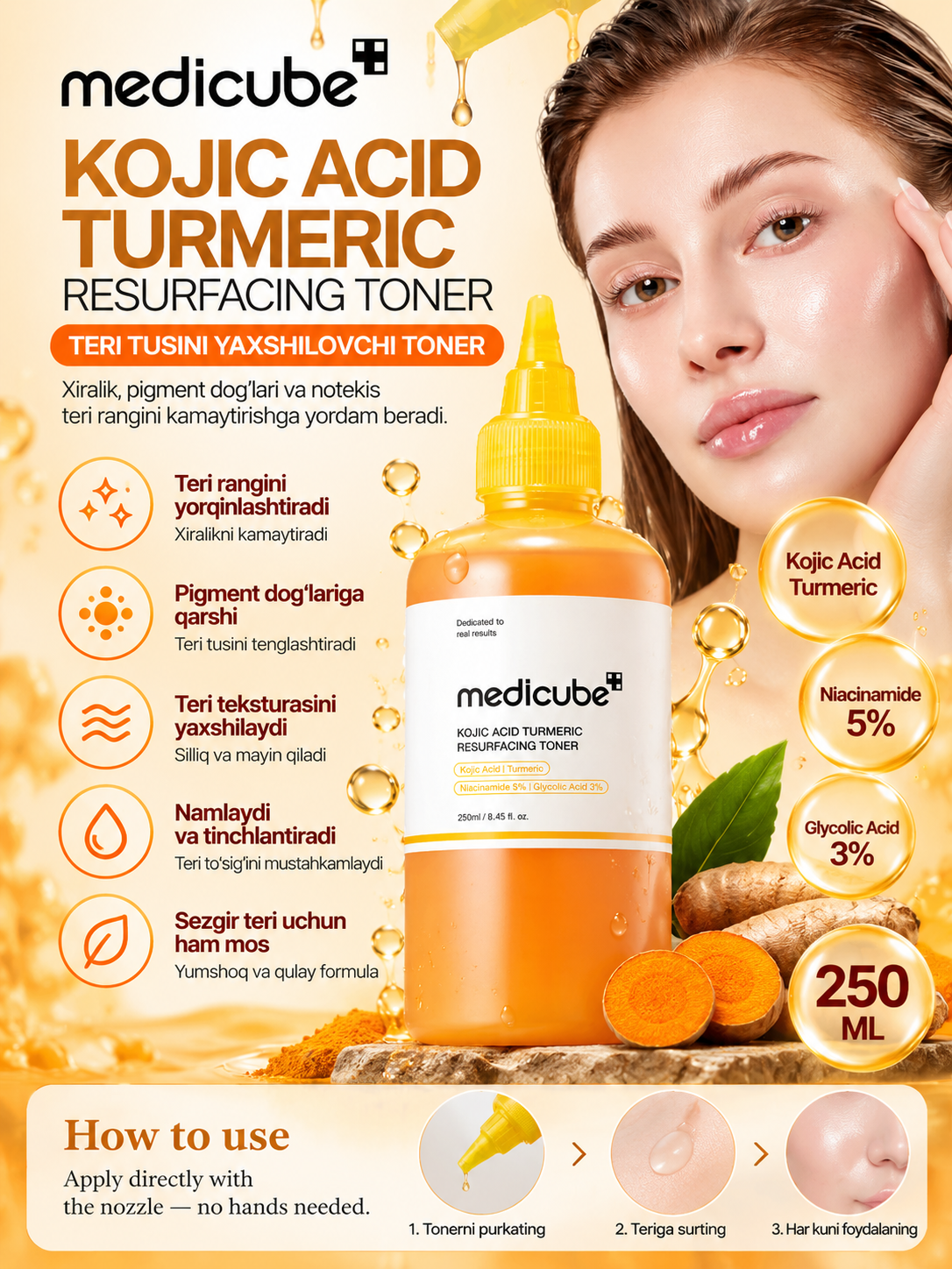 Yuz uchun toner, Anua, Axis-Y, Numbuzin, Centella, Medicube, Cosrx, SOMEBYMI, The ordinary