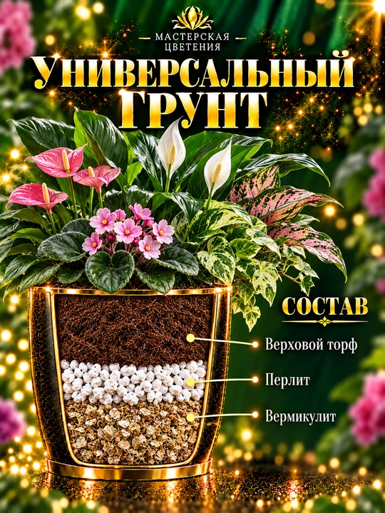 Лёгкий и сбалансированный субстрат для широкого спектра комнатных растени - 