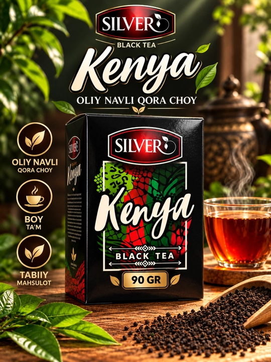 SILVER TEA — черный кенийский чай премиум-класса, 90 г, 100 г - 