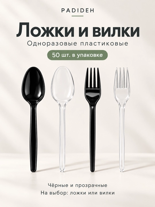 Padideh - Plastik bir martalik qoshiqlar va vilkalar 50talik - 