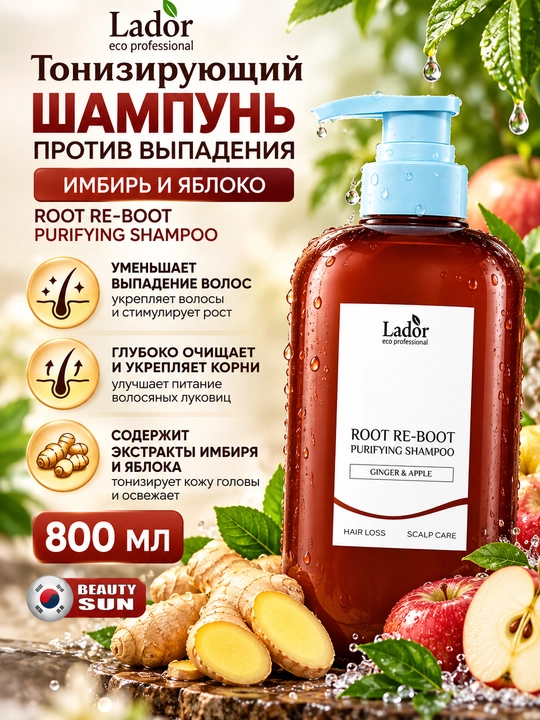 Soch o'sishi uchun shampun, Lador, Root Re-Boot Awakening Shampoo, 800 ml - 