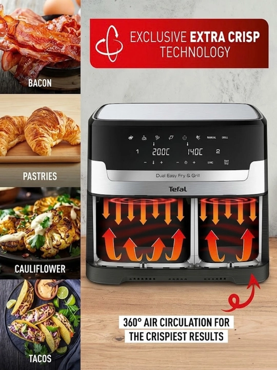 Аэрогриль Tefal Dual Easy Fry & Grill 8,3 л EY905D40
