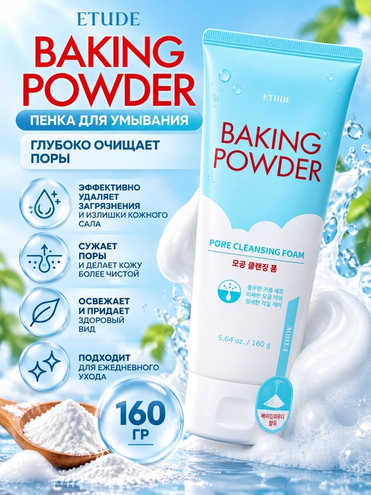 Yuvish uchun ko'pik Etude House Baking Powder Pore Cleansing Foam - 