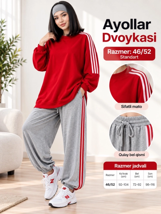 Ayollar uchun sport kostyumi — ikki qisimli - 