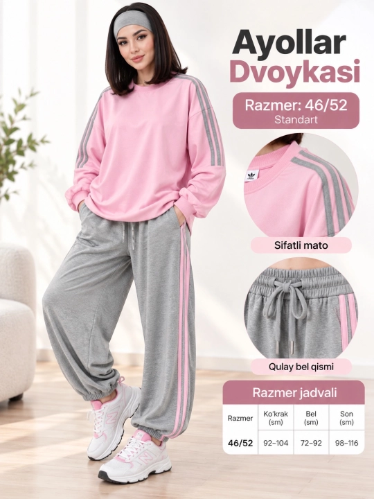 Ayollar uchun sport kostyumi — ikki qisimli