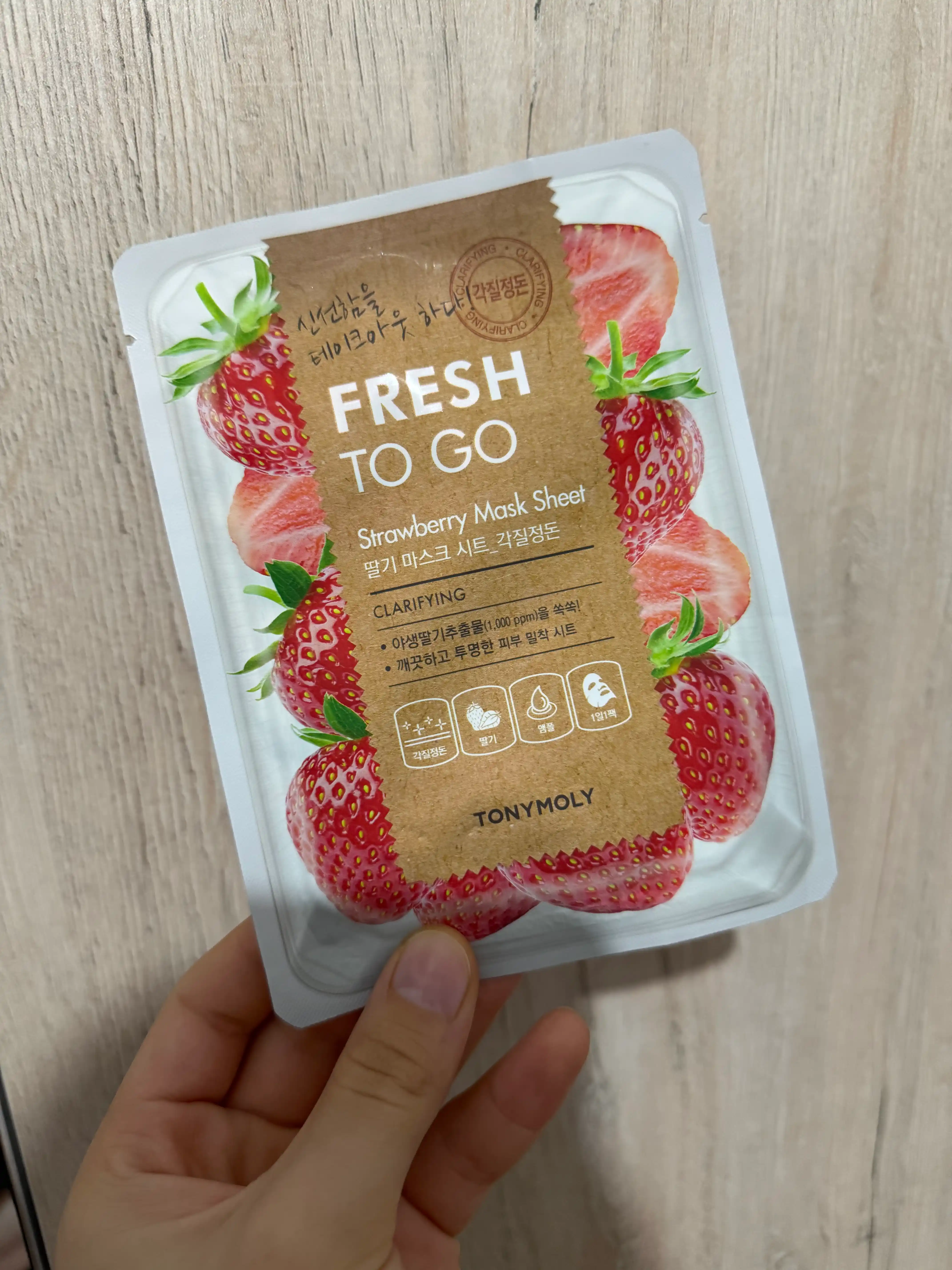 Matoli yuz niqobi TONY MOLY FRESH TO GO 25g, namlantirish, tekstura, Koreys parvarishi