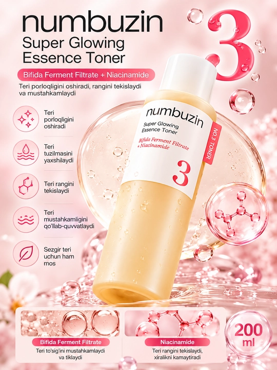 Yuz uchun toner, Anua, Axis-Y, Numbuzin, Centella, Medicube, Cosrx, SOMEBYMI, The ordinary