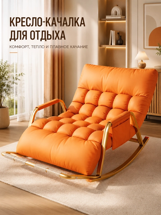 Кресло-качалка для дома мягкое 1-местное и 2-местное