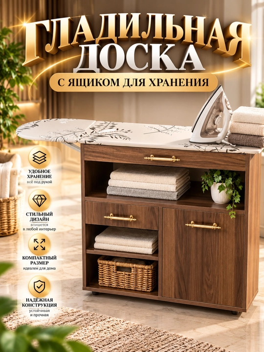 Многофункциональный шкаф глажки, с полкой, выдвижной сушилкой 111*77*84 - 